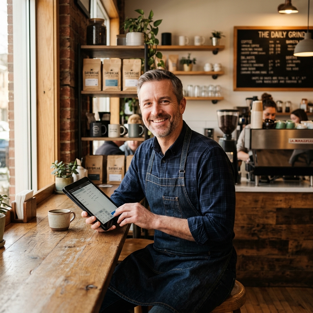 Small business owner with tablet
