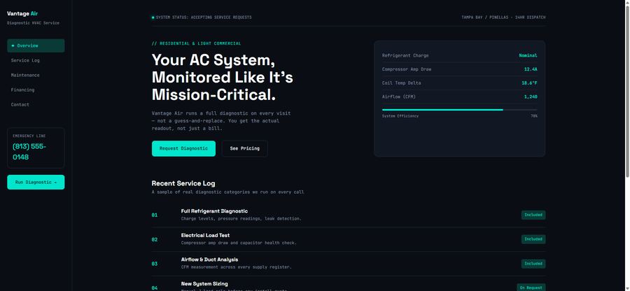 Coastal Comfort Air website design
