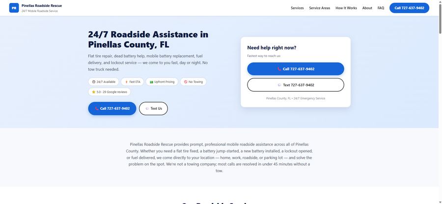 Pinellas Roadside Rescue website